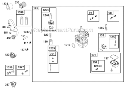 Page D Diagram and Parts List for 124335 8101, 8102, 8103 Briggs and Stratton Engine